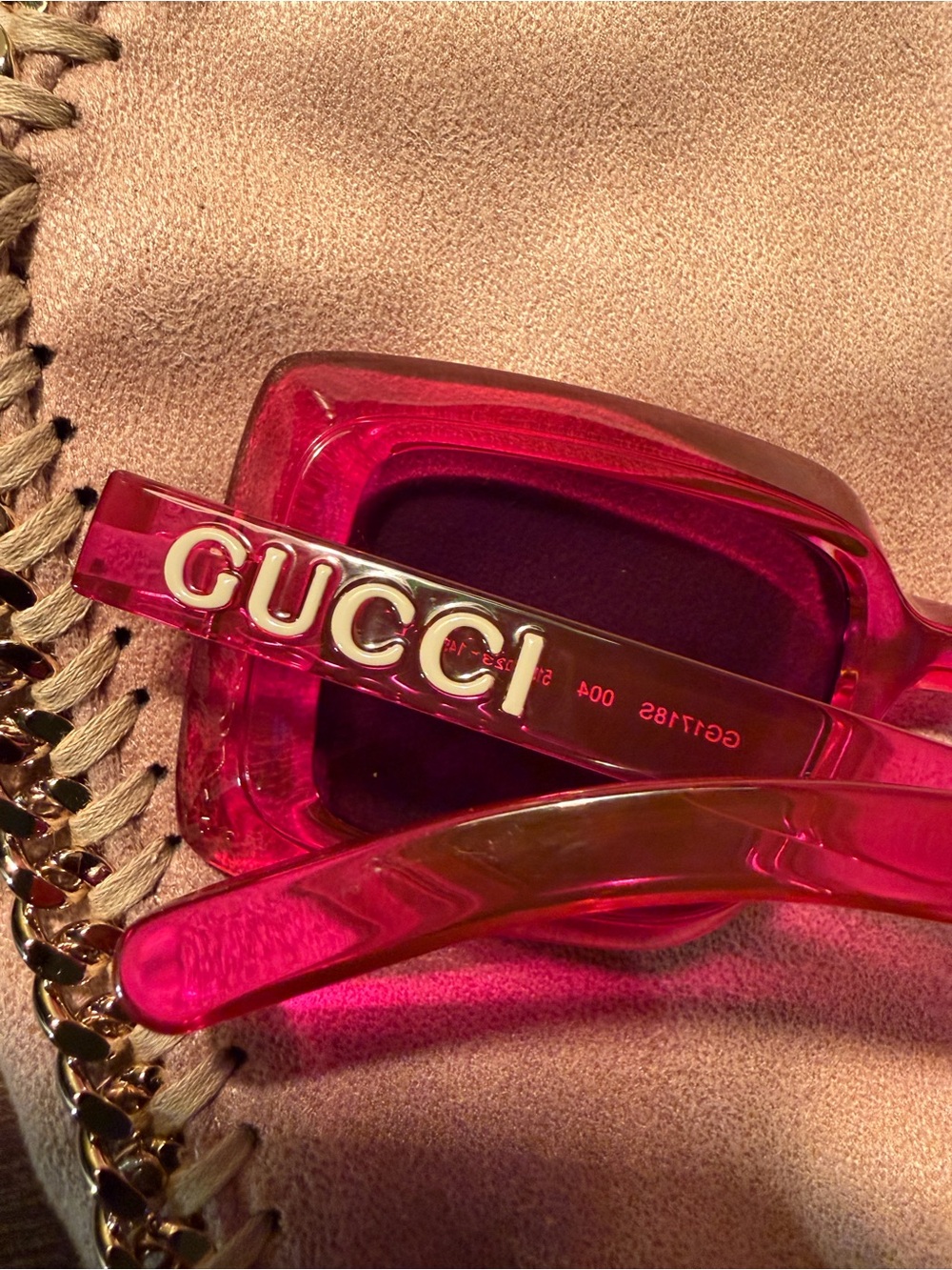 Gucci Hot Pink Transparent Square Sunglasses Large Square Oversized 100% auth - Picture 2 of 13
